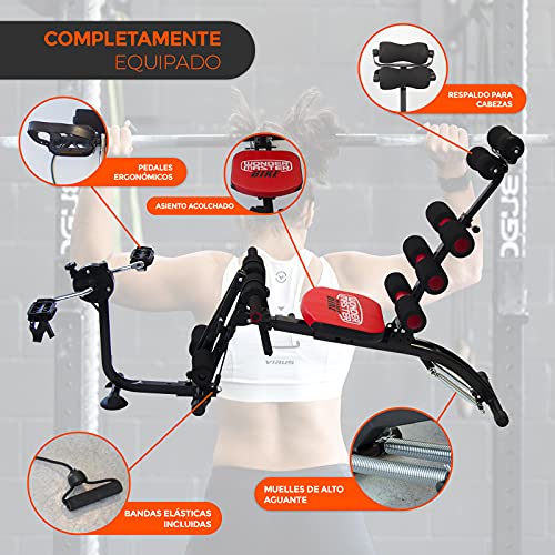 Bonplus BP | Wonder Master Bike | Banco Ajustable | Banco Inclinable | Musculación | Entrenamiento Abdominales | 22 Ejercicios en 1 | Incluye Pedales |