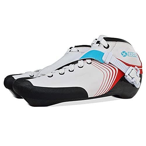 Bont Patines - Patines de carreras de patinaje de velocidad en línea - Botas de patinaje GT4 + marco 6061 + ruedas elementales + rodamientos ABEC5 (blanco/rojo, 3.5 (100 mm)