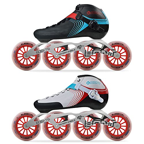 Bont Patines - Patines de carreras de patinaje de velocidad en línea - Botas de patinaje GT4 + marco 6061 + ruedas elementales + rodamientos ABEC5 (blanco/rojo, 3.5 (100 mm)