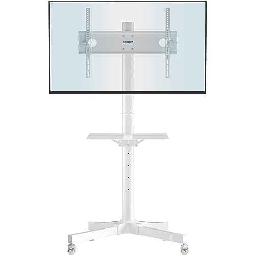 BONTEC Soporte TV con Ruedas para Suelo para 23-60 Pulgadas Plasma/LCD/LED Soportes de Pie para Pantalla Plana Móvil Carro de Exhibición Trole, Máx. VESA 400x400 mm Blanco