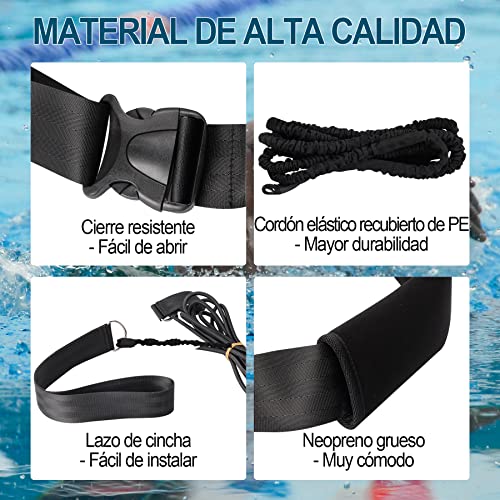 Boosteady Cinturón de natación para Piscina 3,6 M cinturón de Entrenamiento de Resistencia con Correa Ajustable para niños y Adultos