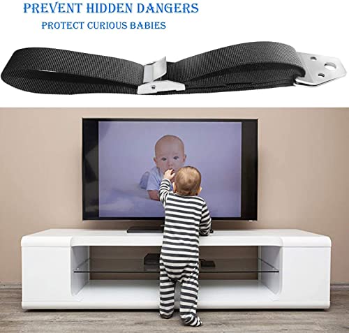 BOOTWO Correas de Seguridad para Bebés Niño para TV y Muebles,2 Piezas Ajustables Correas Antipuntas con Tornillos de Distinto Tamaño, Correas Resistentes, Sin Piezas de Plástico