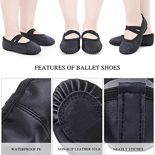 boruizhen Zapatillas de ballet para niñas, zapatillas de ballet, gimnasia, zapatos de baile, suela de piel para niños y adultos, EU20-40, Negro , 29 EU