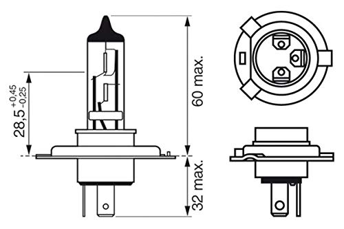 Bosch H4 Plus 150 Gigalight Lámparas para faros, 12 V 60/55 W P43t, Lámparas x2