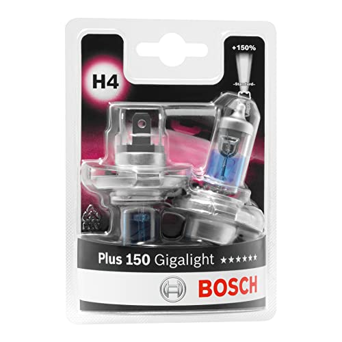 Bosch H4 Plus 150 Gigalight Lámparas para faros, 12 V 60/55 W P43t, Lámparas x2