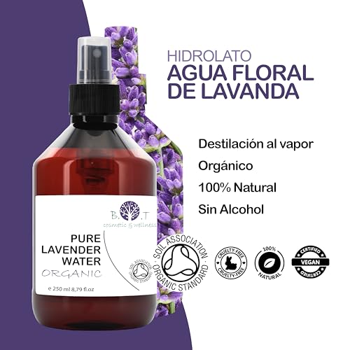 B.O.T Cosmetic & Wellness - Agua Floral de Lavanda Orgánica 100% | Piel Sensible y Madura | Aroma Natural | Estimula Crecimiento Capilar | Combate Celulitis, 100 ml