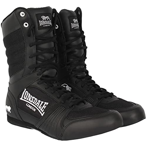 Botas de boxeo para mujer Lonsdale, calzado deportivo de cordones de corte medio, color Negro, talla 6.5 UK