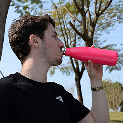 Botella de agua de acero inoxidable para 12 horas de bebidas calientes y 24 horas de bebidas frías. Ideal para el trabajo, el gimnasio, viajes. 500 ml, rosa