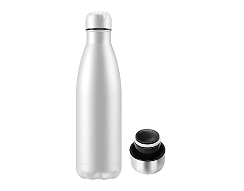 Botella de Agua Térmica de Acero Inoxidable Reutilizable | Sin BPA | Mantiene 24H Frio / 12H Calor | Isotérmica y Hermética - Doble Pared al Vacío a Prueba de Fugas (500ml, Blanca)