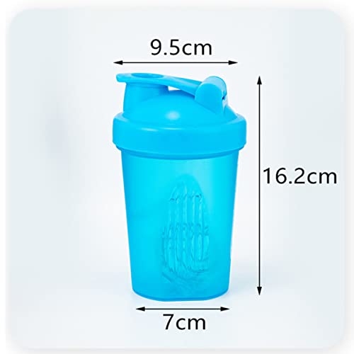 Botella mezcladora de proteínas de 400 ml con bola mezcladora de metal, tapa sin fugas con vasos agitadores para suplemento de proteínas, fitness y entrenamiento, licuadora de polvo (rosa)