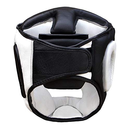 Boxeo Guardia Protector de Cabeza del Casco de Entrenamiento MMA Pro para Toda la Cara, Protección Cheek Sombreros y tocados de Cuero Real (S)