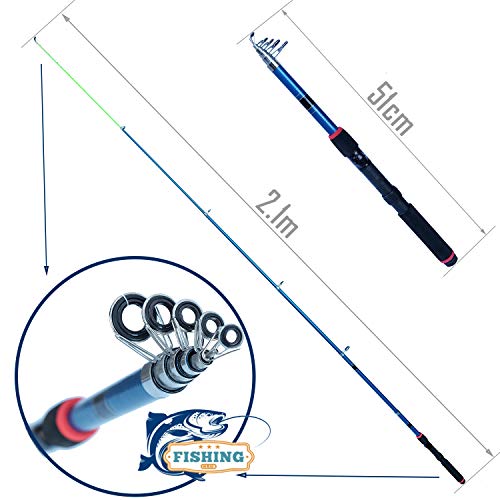 BPS Kit Combo de Pesca Incluye Caña de Pescar Spinning Telescópica Carrete de Pesca Cebos y Accesorios de Pesca para Mar de Agua Salada de Agua Dulce OZL-01071 * 1