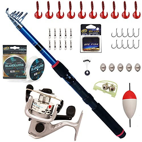 BPS Kit Combo de Pesca Incluye Caña de Pescar Spinning Telescópica Carrete de Pesca Cebos y Accesorios de Pesca para Mar de Agua Salada de Agua Dulce OZL-01071 * 1