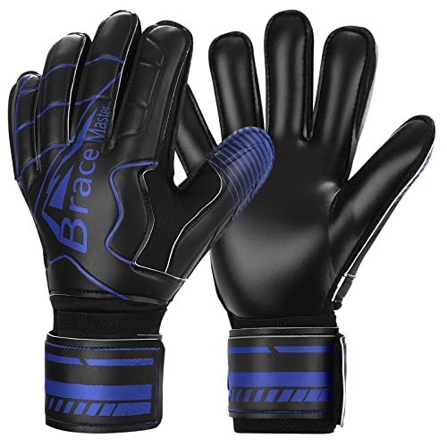 Brace Master Guantes de Portero con Fuerte Agarre y Protección para los Dedos, Guante de Portero de Palma 3 + 3MM para Hombres y Mujeres, Entrenamiento y Partido, Interiores y Exteriores