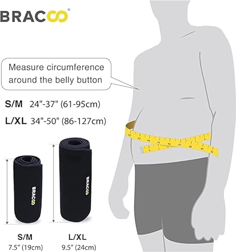 Bracoo SE22 I Faja Reductora Quema Calorías. Cinturón Efecto Sauna. Mejora la Estabilidad de los Músculos del Núcleo Central, Aumenta la Intensidad Aeróbica y la Sudoración (L-XL, Negro)