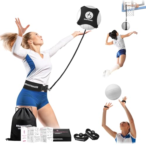 BRANTMAKER Equipo de Entrenamiento de Voleibol, Entrenador de Voleibol de 2 tamaños para Servir, Golpear, configurar, Paquetes de práctica de Voleibol Rosa con Instrucciones para Adolescentes