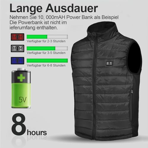 Braoses Chaleco de calefacción para hombre, cómodo chaleco eléctrico con calefacción de 3 niveles, lavable para invierno, al aire libre, senderismo, esquí, senderismo, Negro, XL