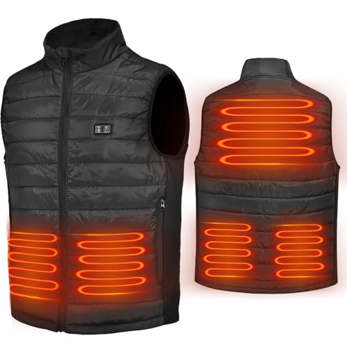 Braoses Chaleco de calefacción para hombre, cómodo chaleco eléctrico con calefacción de 3 niveles, lavable para invierno, al aire libre, senderismo, esquí, senderismo, Negro, XL