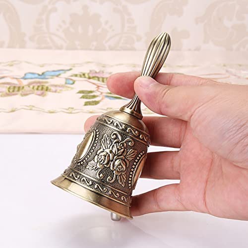 Brateuanoii Campana de Mano Metal, Campanilla de té, Campana de Mano de Bronce, Metal té Mano Bell, para La Escuela, Recepción Cena Servicio De Hotel Decora Hogar Campana de Navidad