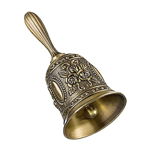 Brateuanoii Campana de Mano Metal, Campanilla de té, Campana de Mano de Bronce, Metal té Mano Bell, para La Escuela, Recepción Cena Servicio De Hotel Decora Hogar Campana de Navidad