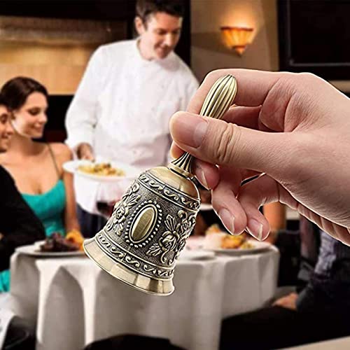 Brateuanoii Campana de Mano Metal, Campanilla de té, Campana de Mano de Bronce, Metal té Mano Bell, para La Escuela, Recepción Cena Servicio De Hotel Decora Hogar Campana de Navidad