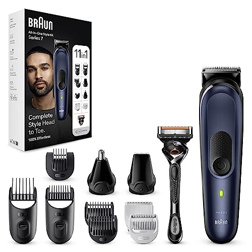 Braun Recortadora de Barba Series 7 Máquina Cortar Pelo, Cortapelos Hombre Kit 11 en 1 Para Barba, Pelo, Depilación Masculina, MGK7450