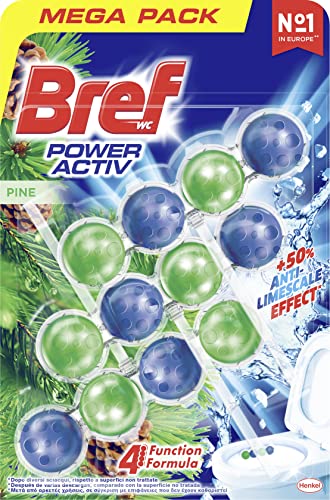 Bref Power Activ Natura Cesta WC (3 unidades), limpia baño para un WC siempre limpio y fresco, limpiador de baños con fórmula antical que elimina la suciedad