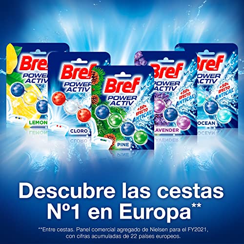 Bref Power Activ Natura Cesta WC (3 unidades), limpia baño para un WC siempre limpio y fresco, limpiador de baños con fórmula antical que elimina la suciedad