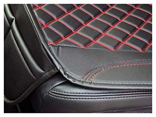 BREMER SITZBEZÜGE Cojín de Asiento de Piel sintética y Piel Textil Compatible con Nissan Almera/Tino cojín en Piel sintética Negro/Rojo Costuras OT402