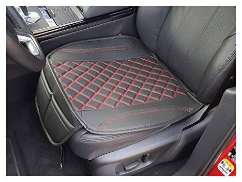 BREMER SITZBEZÜGE Cojín de Asiento de Piel sintética y Piel Textil Compatible con Nissan Almera/Tino cojín en Piel sintética Negro/Rojo Costuras OT402