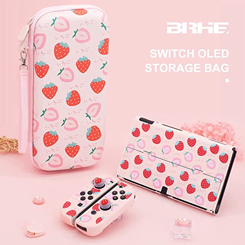 BRHE Funda Grande para Switch OLED Compatible con Nintendo Switch OLED con Funda acoplable, Bonita Bolsa de Transporte Protectora de Viaje Kit de Accesorios de protección portátil (Rosa)