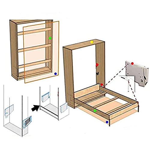 Bricolaje Murphy Wall Bed Springs Mecanismo de Hardware con 5 Resortes Premium en el Interior-Soporte de Cama de Montaje Vertical de Servicio Pesado para lofts Apartamentos Hotel