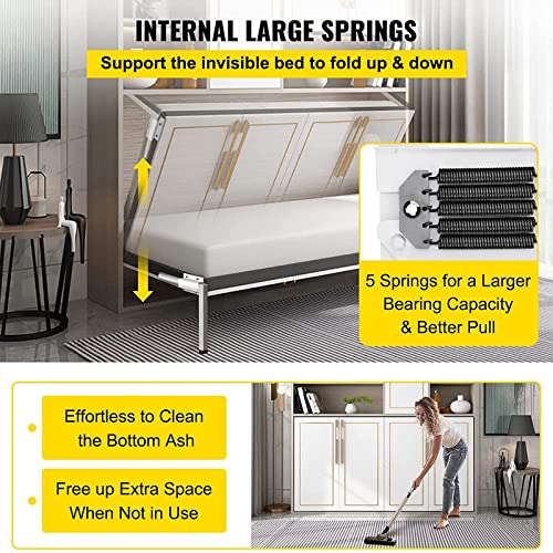 Bricolaje Murphy Wall Bed Springs Mecanismo de Hardware con 5 Resortes Premium en el Interior-Soporte de Cama de Montaje Vertical de Servicio Pesado para lofts Apartamentos Hotel