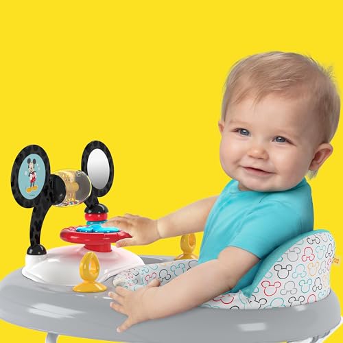 Bright Starts, Andador Bright Starts Disney Baby Mickey Mouse 2 en 1 Activity Walker Toy con centro de actividades: altura ajustable y fácil de doblar, Original Bestie, a partir de 6 meses