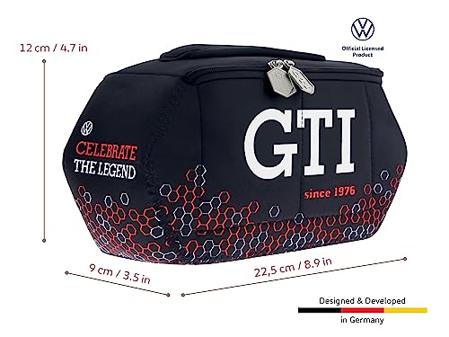 BRISA VW Collection - Bolsa de Neopreno Universal para cosméticos/Viajes/Farmacia Golf GTI de Volkswagen (Hexágono/Negro/Pequeña)