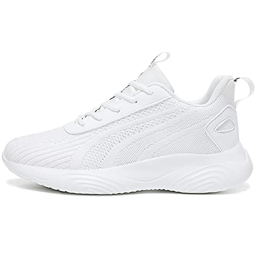 BRKVALIT Hombre Mujer Zapatillas Running Trail Fitness Zapatos Deporte para Correr Sneakers Ligero Transpirable,Blanco,36EU