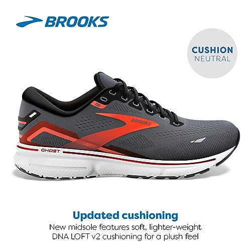 Brooks Ghost 15, Zapatillas para correr Hombre, Gris (Ebony Black Spicy Orange), 43 EU