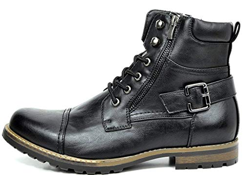 Bruno Marc Botas de Combate Militar para Hombres Botines de Moto Tactical para Hombre NEGRO-3 PHILLY-3 Talla 46EU/12US