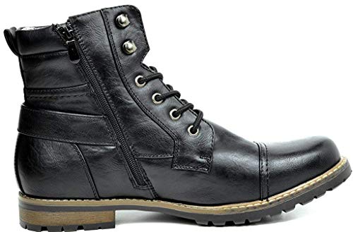 Bruno Marc Botas de Combate Militar para Hombres Botines de Moto Tactical para Hombre NEGRO-3 PHILLY-3 Talla 46EU/12US