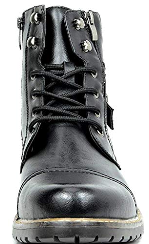 Bruno Marc Botas de Combate Militar para Hombres Botines de Moto Tactical para Hombre NEGRO-3 PHILLY-3 Talla 46EU/12US