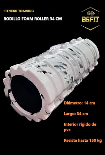 BSFIT® Rodillo para Masaje Rodillo de espuma Descubre el cilindro gomaespuma Rollo masaje muscular foam roller, para Yoga y Pilates también