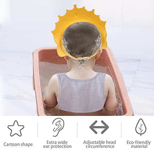 BSITSSS Gorro Ducha Niños Vebe, Vaño Vebe Gorra Ajustable Visera Baño Niños Sombrero Baño Bebé Gorro Champu Bebé Visera Baño Bebé, baño bebe Protege Los Ojos y las Orejas para Niños & Bebés (Amarillo)