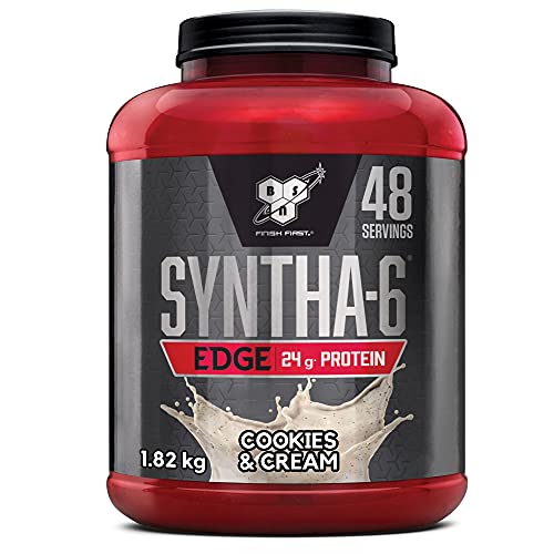 BSN Nutrition Batido de Proteínas de Suero Syntha 6 Edge Bajo en Carbohidratos y Azúcar con Aislado de Proteína de Suero y BCAAs, Suplemento para Ganancia Muscular, Galletas y Crema, 1,87kg