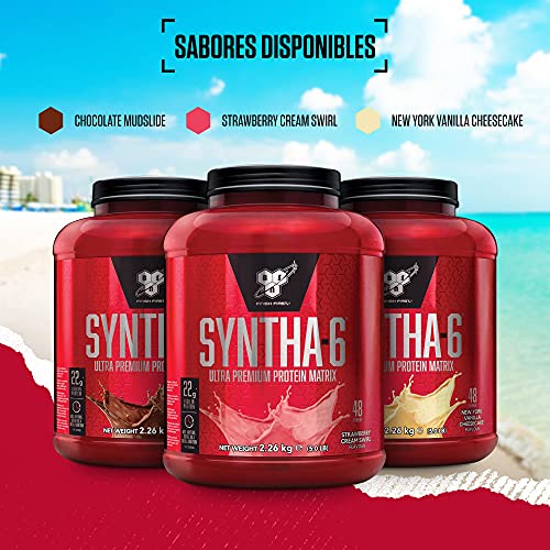 BSN Syntha 6 Proteína en Polvo Ultra-Premium para el Crecimiento y la Reparación Muscular, Bajo en Azúcar y Rico en Proteínas, Sabor Tarta de Queso y Vainilla de Nueva York, 48 Porciones, 2,26 kg