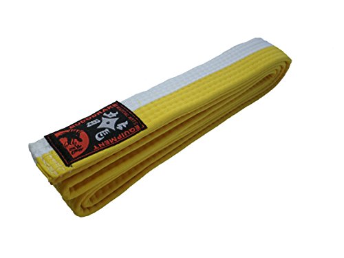 Budodrake Cinturón Blanco-Amarillo Rayado 200 cm para Karate Judo Taekwondo Hapkido Aikido Artes Marciales