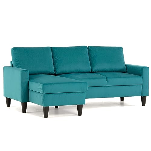 BUDWING Fox Sofá de Salon 3 plazas Chaise Longue Esquinero Rebersible Izquierda o Derecha Tapizado Tela (Turquesa)