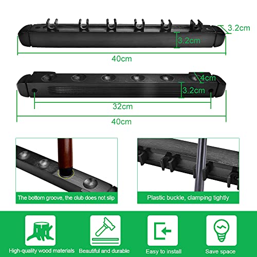 BUENTYA Soporte para Tacos de Billar de Madera, 6 Agujeros, Estante para Tacos de Billar Montado en la Pared, Soporte Tacos de Billar para Guardar Palos de Billar, Accesorio de Billar, Bares, Clubes