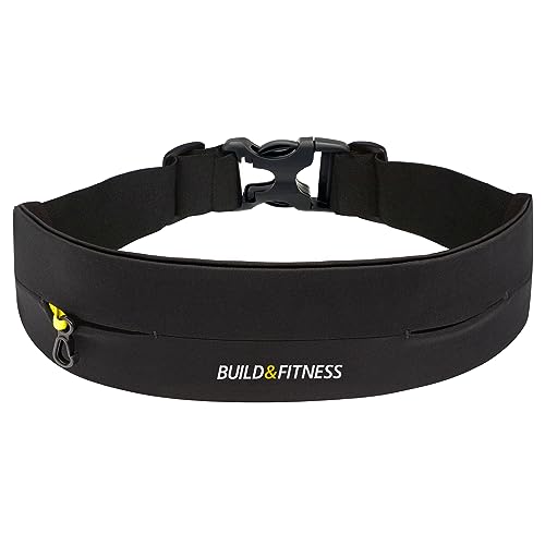 Build & Fitness Riñonera Running – Cinturón Hombre/Mujer Ajustable, Clip para Llaves - Ligero, Fino, Manos Libres – Móviles, Llaves, Tarjetas – Riñonera Deportiva Running, Gimnasio, Yoga, Deporte