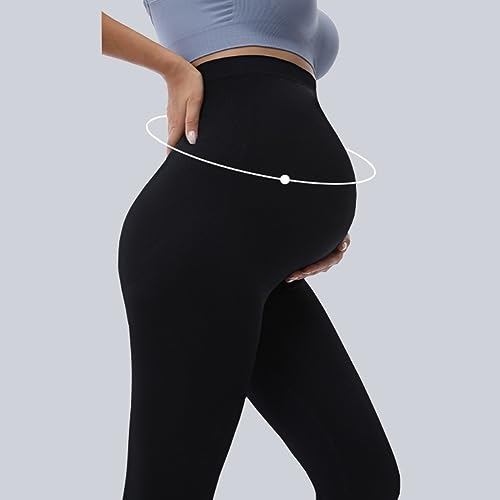 Buliezy Leggings premamá, Embarazada Leggings elástico Suave Pantalones de Yoga opacos para Embarazadas, Largos Pantalones para Embarazadas Negro, Cintura Alta Polainas Maternidad