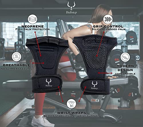 Bullstep Guantes Gimnasio Hombre Mujer, calleras para Crossfit, guantillas Gym Transpirable, Antideslizantes, para Levantamiento de Pesas, calistenia, agarraderas Fitness con muñequeras Gym (XL)